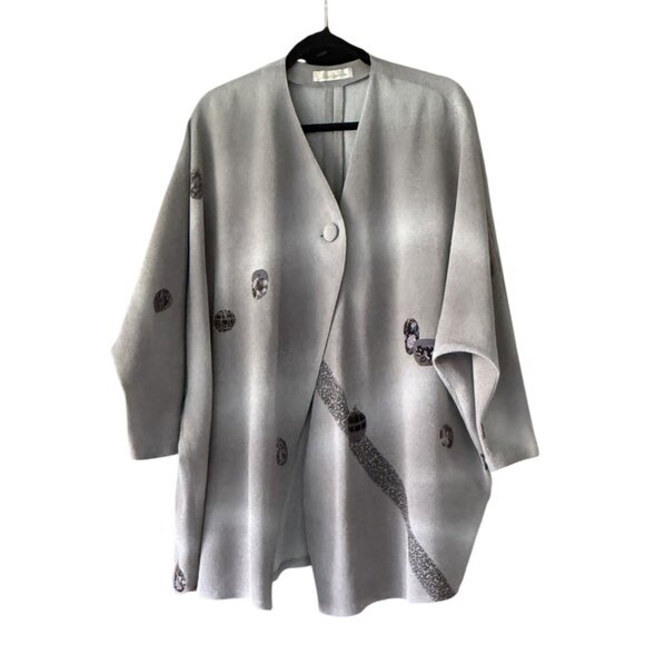 Hitoshi Tamura Sweaters - Hitoshi Tamura Kimono-Style Cardigan Jacket Abstract Pattern XL Flowy Vintage